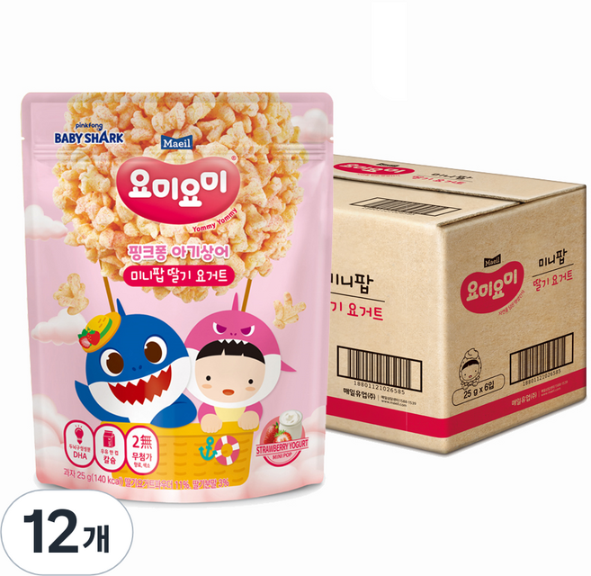 요미요미 미니팝, 딸기요거트, 25g, 12개