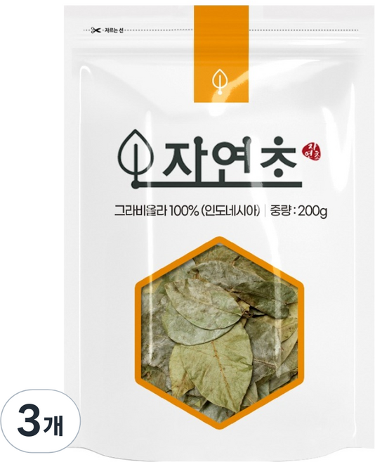 자연초 건조 그라비올라 잎, 200g, 3개