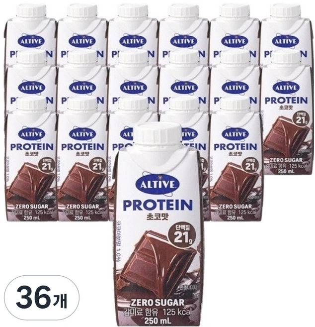 얼티브 프로틴 초코맛, 250ml, 36개 - 쿠팡