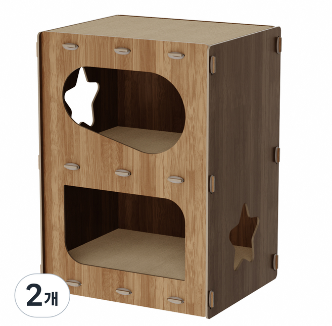 루어캣 고양이 마호가니 숨숨집 복층 스크레쳐, 2개