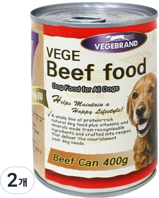 베게브랜드 강아지 통조림 대용량 캔, 소, 400g, 2개