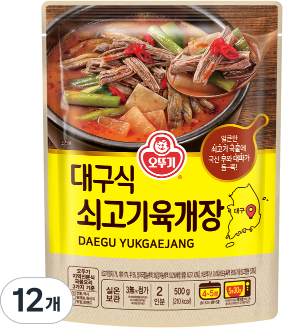 오뚜기 대구식 쇠고기육개장, 500g, 12개
