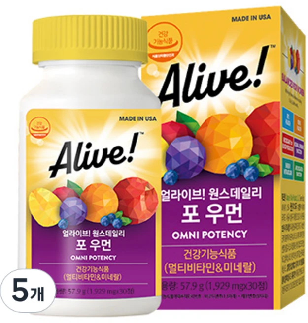 얼라이브 원스데일리 포 우먼 멀티비타민, 30정, 5개 - 쿠팡