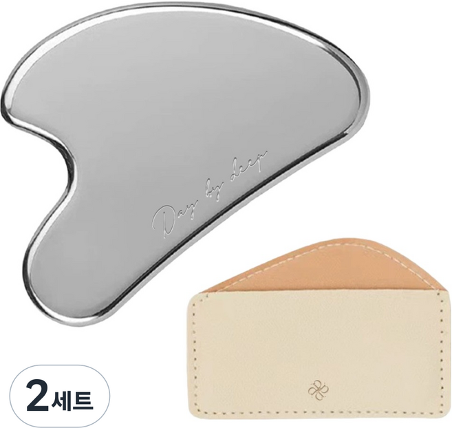 데이바이딥 전신 두피 페이스 경락 괄사 마사지기 + 파우치 세트, 실버(마사지기), 2세트