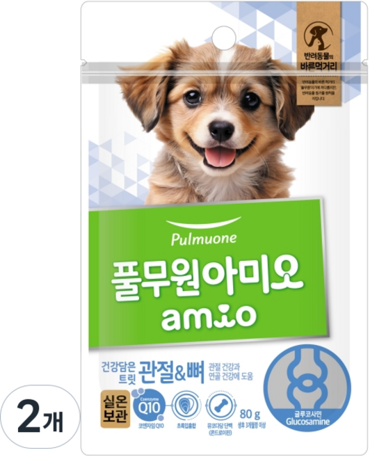 풀무원아미오 강아지 건강담은트릿, 뼈/관절강화, 80g, 2개