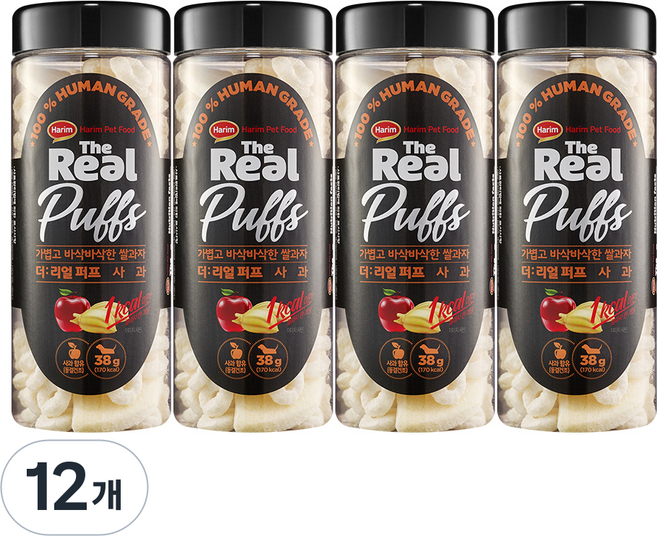 하림펫푸드 더리얼 퍼프 강아지 간식, 사과, 38g, 12개