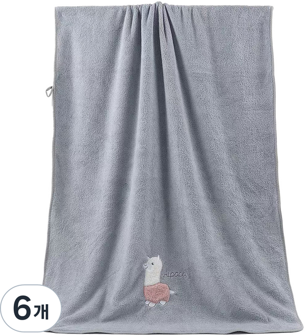 원이네 귀여운 양 디자인 바스타월 70 x 140 cm, 그레이, 6개