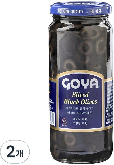 고야 슬라이스드 블랙 올리브 절임, 344g, 2개