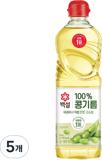 백설 콩기름, 500ml, 5개
