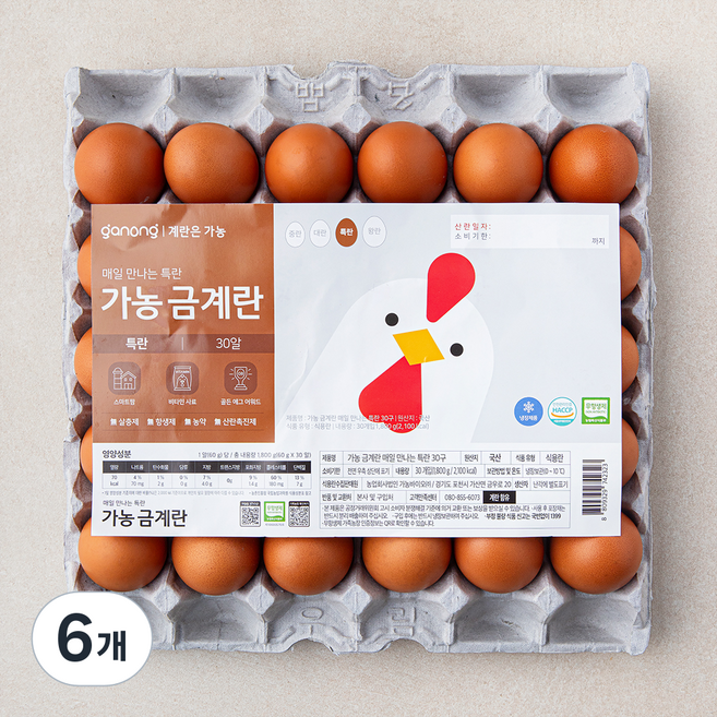 가농 무항생제 특란, 30구, 6개