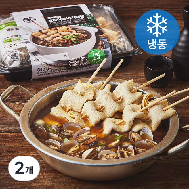 고래주방 꼬치어묵 바지락탕 (냉동), 840g, 2개