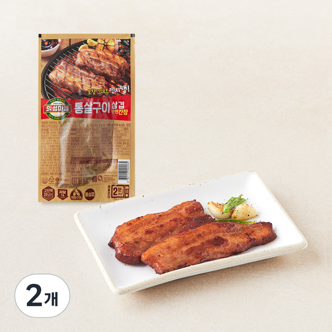 롯데웰푸드 의성마늘 통살구이 간장 삼겹, 140g, 2개