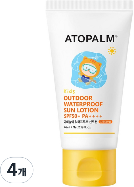 아토팜 키즈 야외놀이 워터프루프 선로션 SPF50+ PA++++, 4개, 65ml