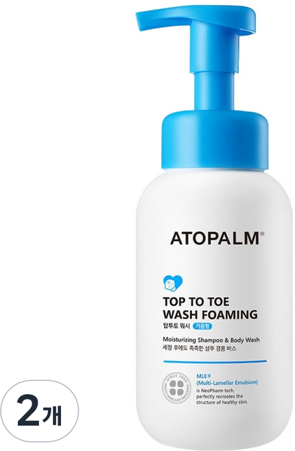 ATOPALM 愛多康 嬰幼兒從頭到腳沐浴泡沫, 2個, 300ml