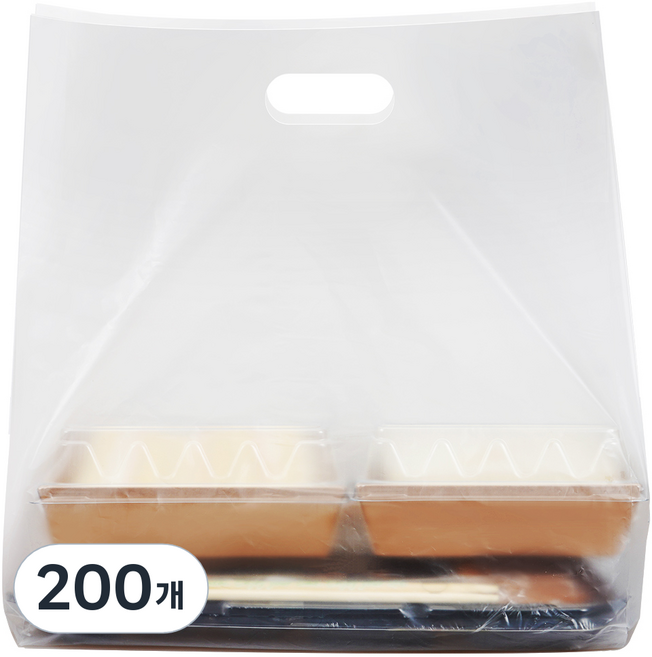 코멧 다용도 무지 HDPE 비닐 쇼핑백 대형, 반투명, 200개