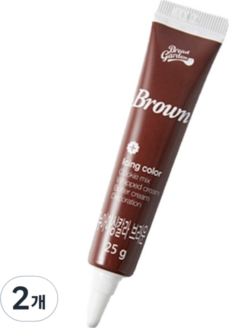브레드가든 아이싱칼라 식용색소 브라운, 25g, 2개