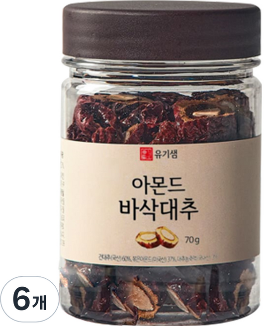 유기샘 아몬드 바삭대추, 70g, 6개