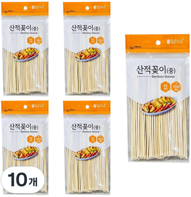 맑은하루 산적꽂이 중 15cm, 10개, 100개입