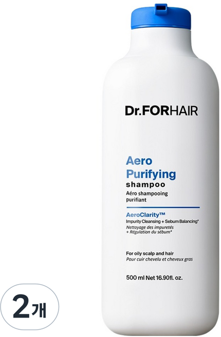 닥터포헤어 에어로 퓨리파잉 지성두피 딥클렌징 피지케어 샴푸, 500ml, 2개