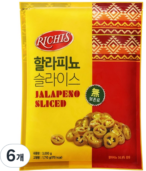 리치스 할라피뇨 슬라이스, 6개, 3kg
