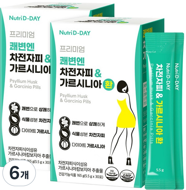 뉴트리디데이 프리미엄 쾌변엔 차전자피 가르시니아 환 30p, 165g, 6개