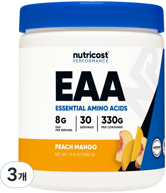 nutricost EAA 氨基酸粉 水蜜桃芒果口味, 330g, 3個