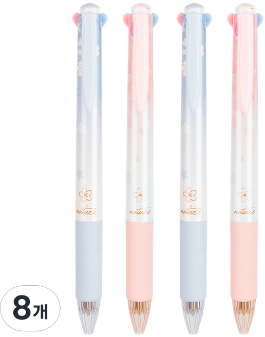 델리 플라워 4색 볼펜 0.7mm S311, 랜덤발송, 8개