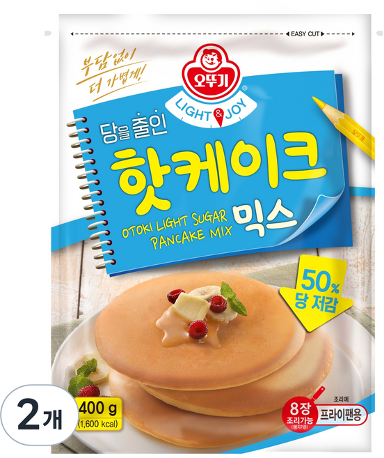 오뚜기 라이트 앤 조이 당을줄인 핫케이크 믹스, 400g, 2개