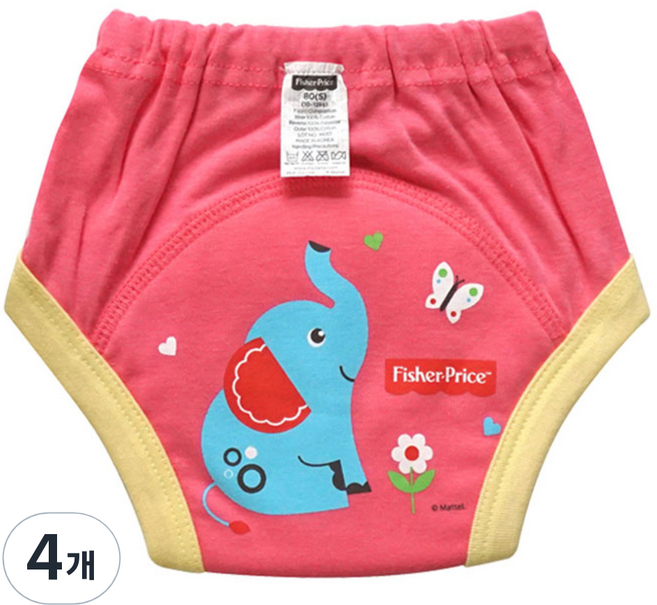 피셔프라이스 4중 방수 배변훈련팬티, 핑크, 4개