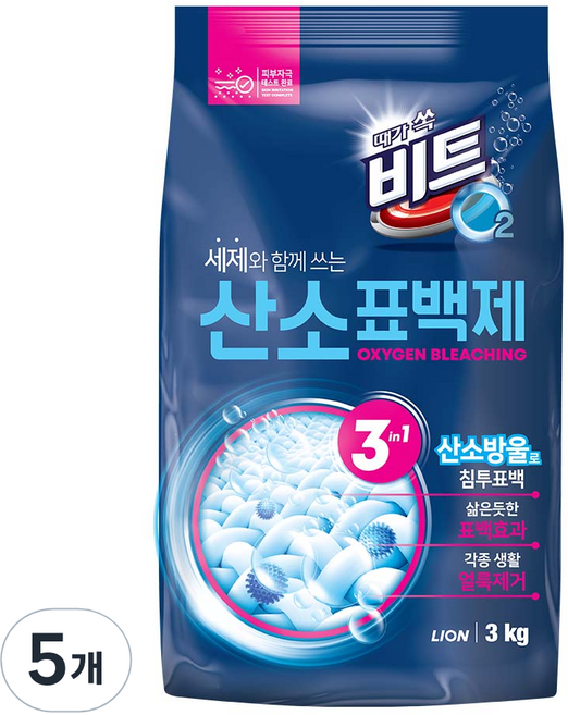 비트 오투 산소 표백제, 5개, 3kg