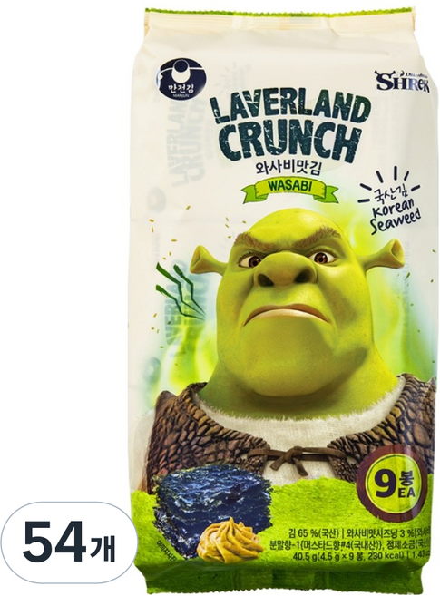 만전김 슈렉 와사비맛김, 4.5g, 54개