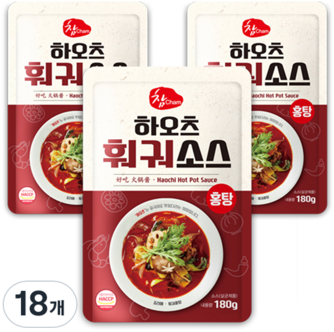 참소스 하오츠 훠궈소스 홍탕, 180g, 18개
