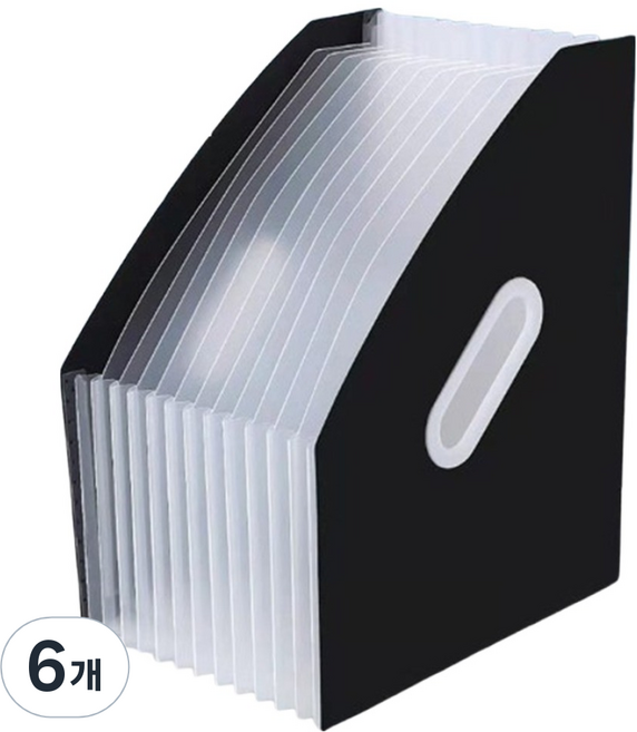 코지웰 아코디언 서류정리 서류꽂이 스탠드 13칸 세로형, 블랙, 6개