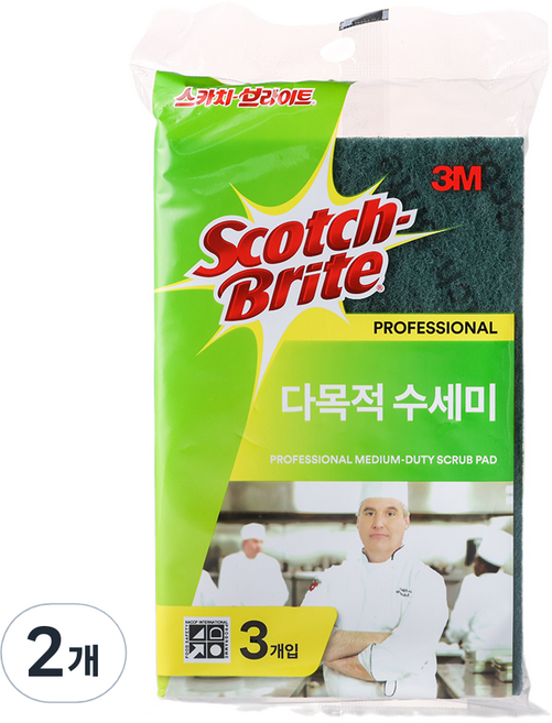 스카치브라이트 프로페셔널 다목적 수세미, 3개입, 2개