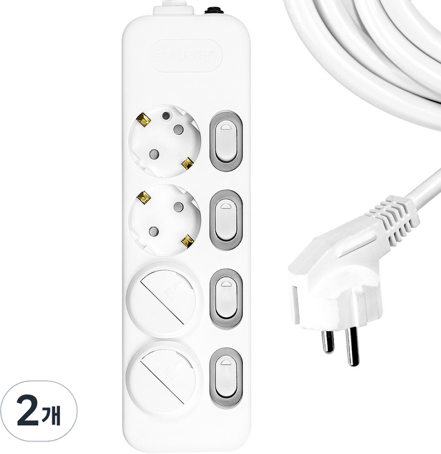 써지오 개별 멀티탭 4구 DH-1648-MT + 안전커버 2p, 5m, 혼합색상, 2개