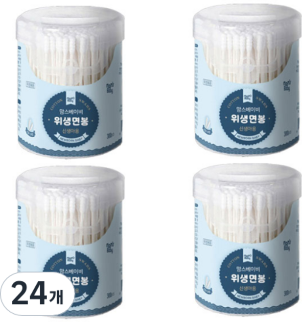 맘스베이비 위생면봉 신생아용, 300개입, 24개