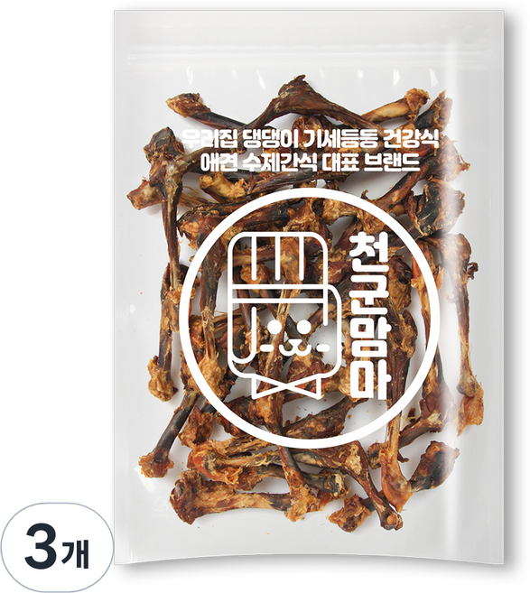 천군맘마 강아지 수제 간식, 오리도가니맛, 500g, 3개