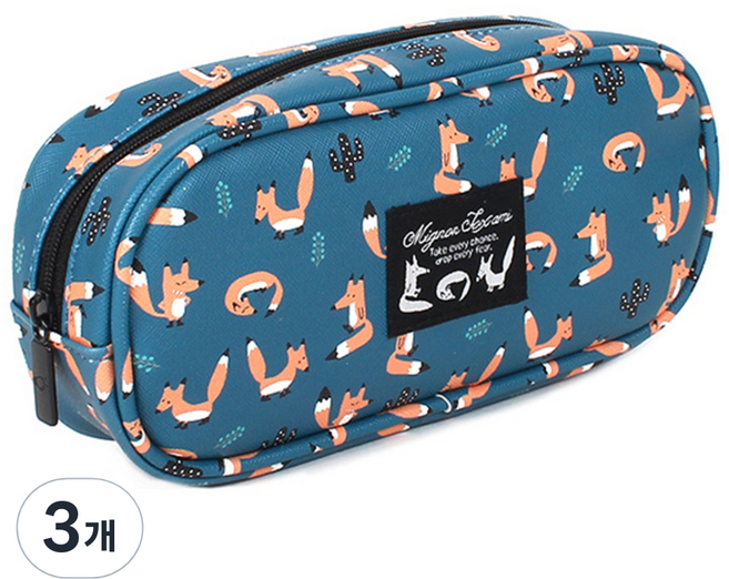 톡톡팬시 애니멀 라운드필통, 여우(파랑), 3개
