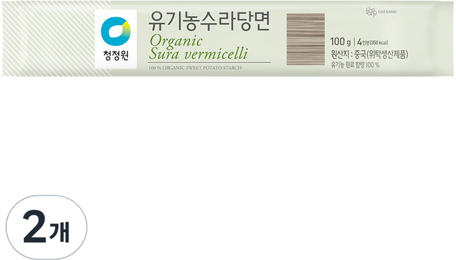 청정원 유기농 수라당면, 100g, 2개