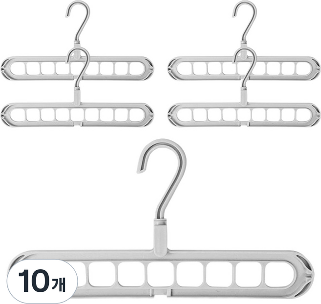 마켓플랜 9구 다용도 무빙 옷걸이, 그레이, 10개