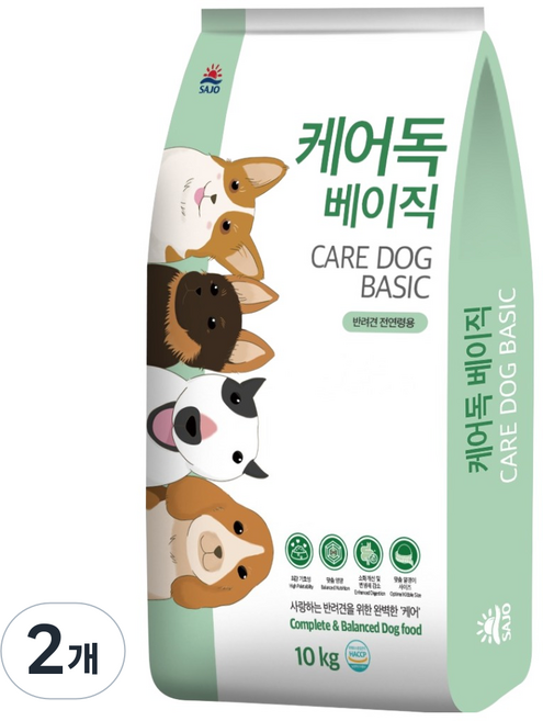 사조동아원 케어독 전영령 강아지 베이직 건식사료, 10kg, 2개, 곡물