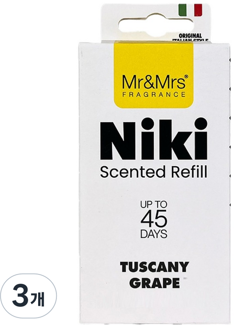 Mr&Mrs FRAGRANCE Niki 車用芳香劑 補充包, 托斯卡尼葡萄, 3個