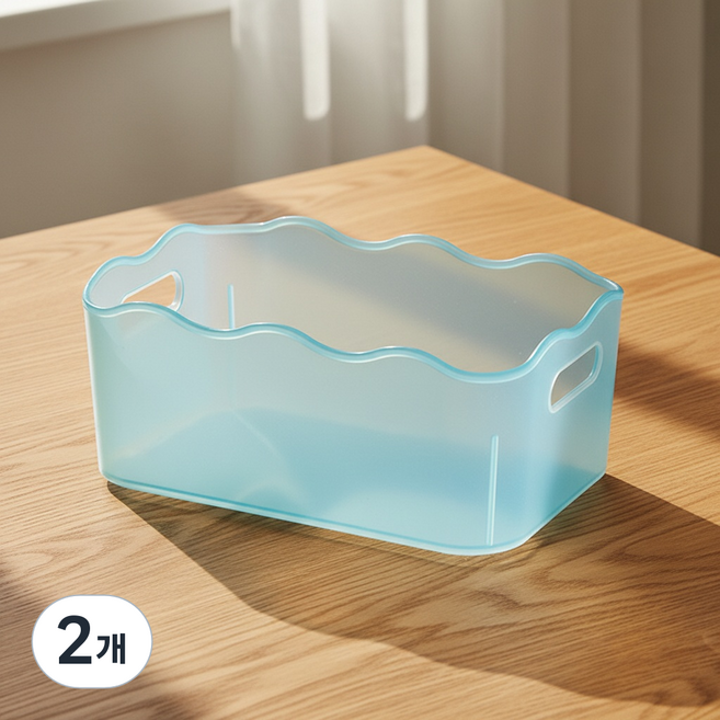 조인메이드 하우스 디자인 분리형 수납함 투명 바구니, 블루, 2개