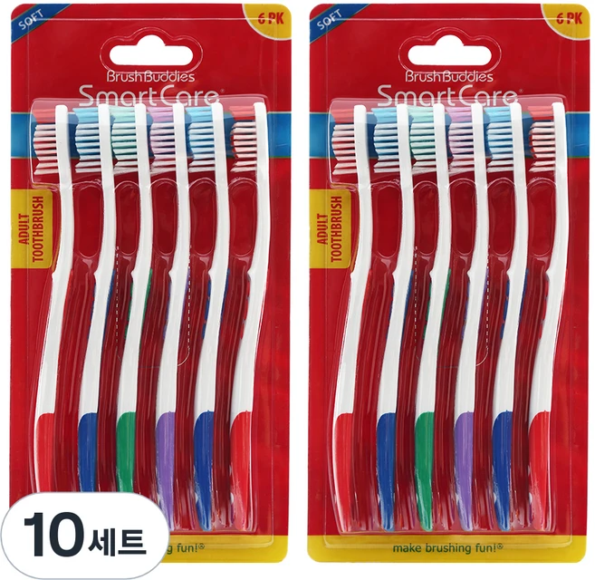 브러쉬버디즈 스마트케어 칫솔, 6개입, 10세트 - 쿠팡
