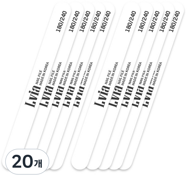 엘비아 네일 우드파일 180/240그릿, 20개, 화이트