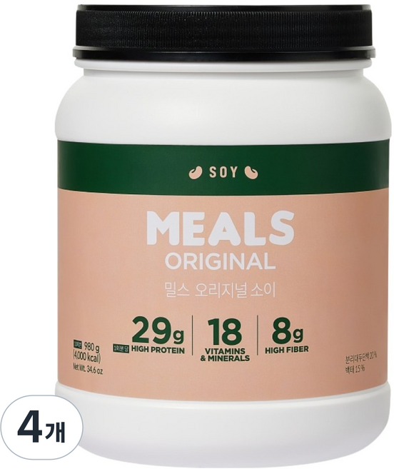 MEALS 原味大豆奶昔, 980g, 4個
