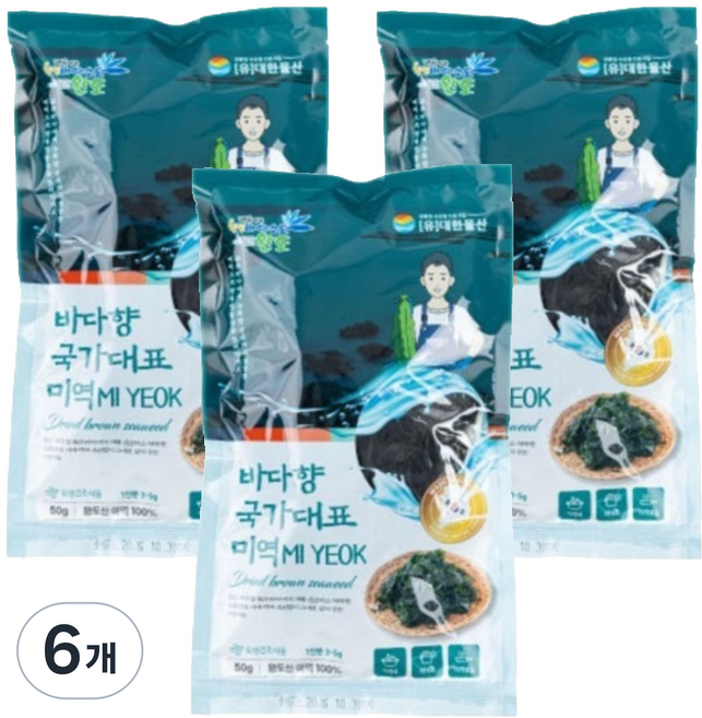 바다향 국가대표 완도 건미역, 50g, 6개