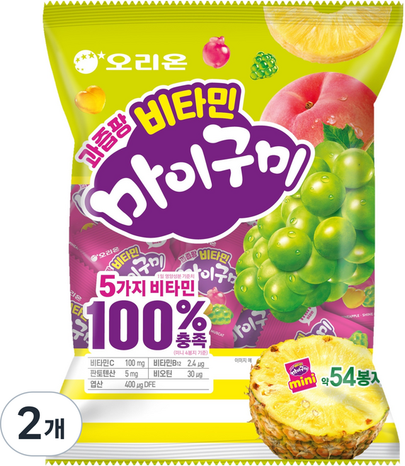 My Gummy 迷你果汁維他命軟糖 54入, 529.2g, 2個