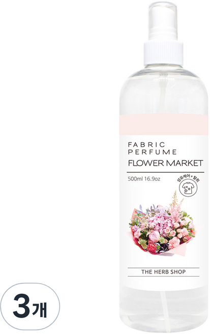 THE HERB SHOP 衣物香氛噴霧 正裝 花市, 花卉市場, 500ml, 3個