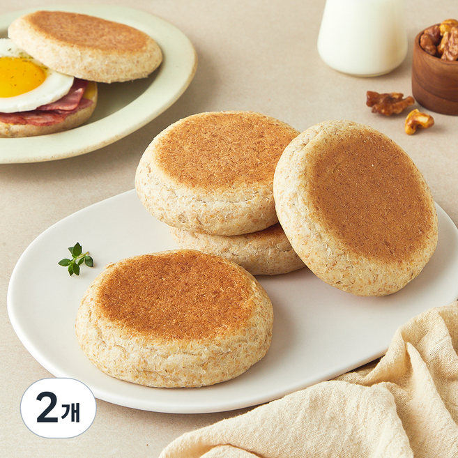 그래밀 알곡그대로눌러내린 통밀 잉글리쉬 머핀, 70g, 2개, 4개입